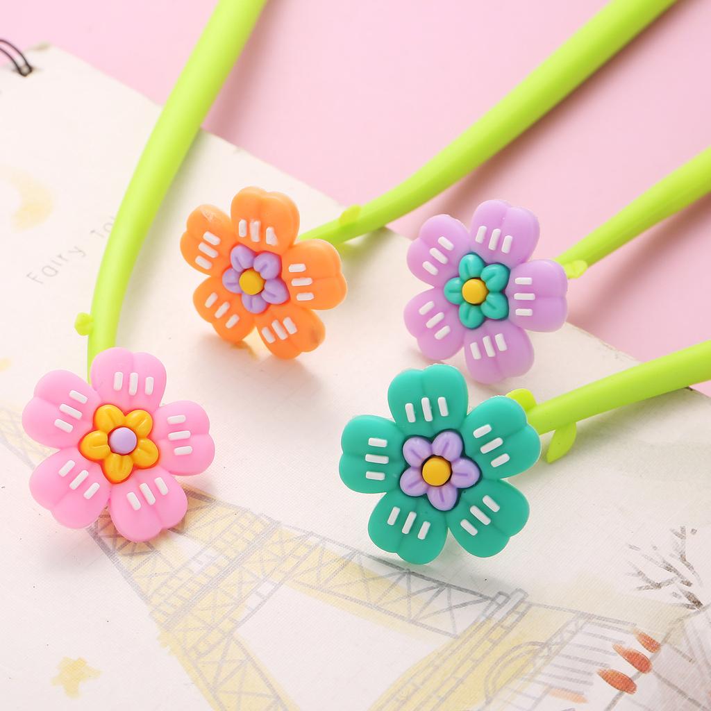 18pcs colorful flower shake pen,soft and bendable medium pen with 0.5mm black ink for smooth writing,office supplies,durable pen