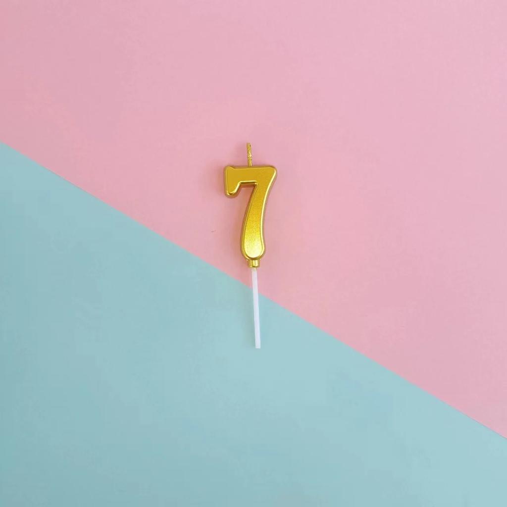 1pc Birthday Candle Golden Number Candle Smokeless Birthday Cake Party Baking Dessert Candle Plug-in Set