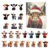 Christmas Advent Calendar 24 Days Highland Cow Ornaments 2D Acrylic Cute Animal Christmas Tree Decorations Xmas Countdown Gifts