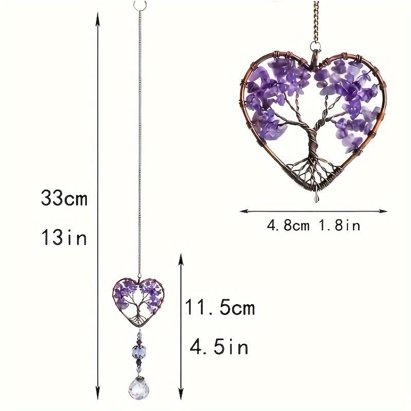 1pc Rainbow Crystal Sun Catcher, Tree Of Life Suncatchers Heart Shaped Hanging Ornament Chakra Stones Window Crystal Ball Prism