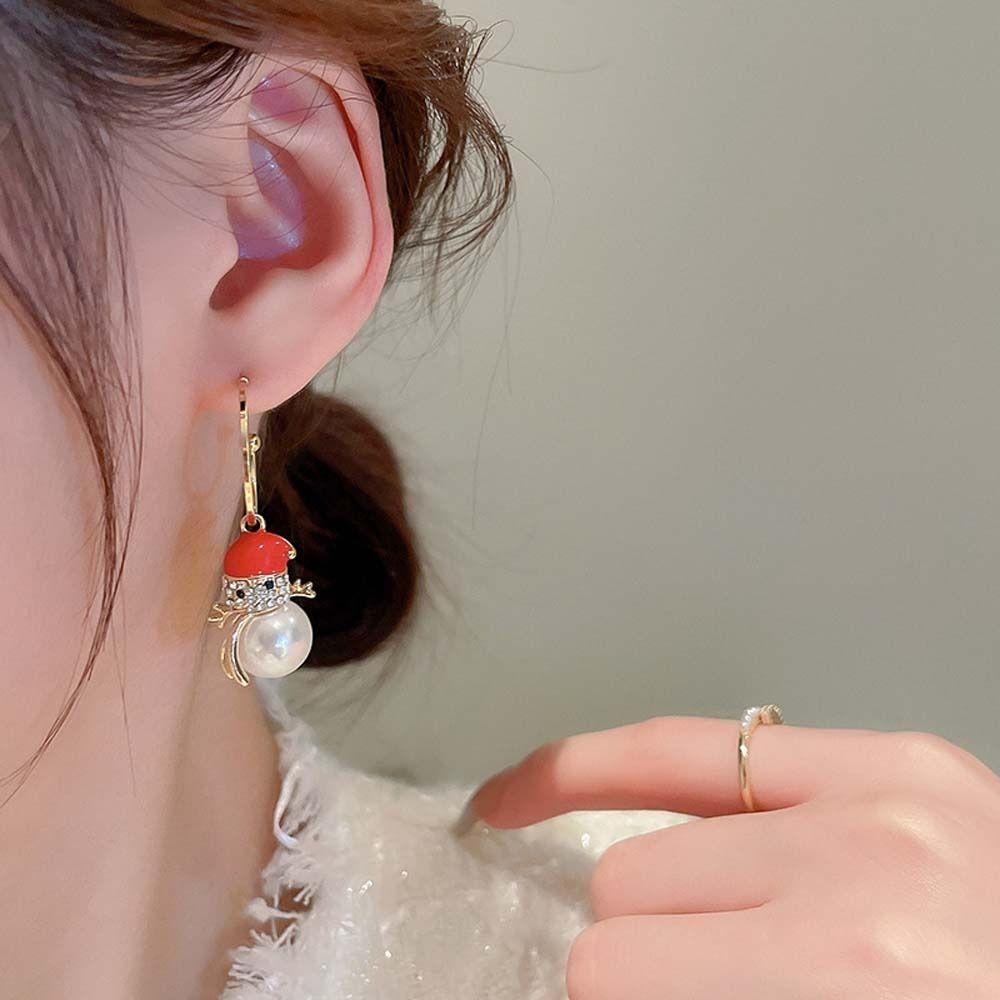 

Jewelry Accessories Rhinestone Christmas Ear Hook Snowman Dangle Earring Christmas Earrings B1