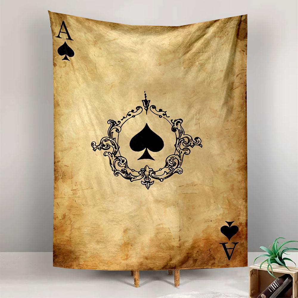 Ace Playing Card Suit Tapestry Wall Hanging, Classic Card Symbol Art, Retro Wall Decor for Bedroom Living Room Game Room