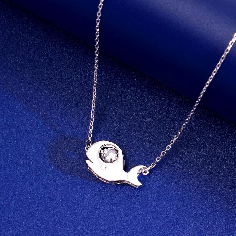 S925 Sterling Silver Whale Necklace, Women's Fashion, Simple, Lively Clavicle Chain, Versatile INS Style.