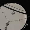 Diamond-Embedded Eight-Pointed Stars Water Drop Crystal Leather Multi-Layer Necklace Affordable Luxury Fashion High-Grade Clavicle Chain