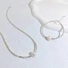 S925 Silver Plated Pearl Necklace Women Luxury Minimalist Jewelry Set with Broken Silver Bracelet Elegant Collarbone Chain