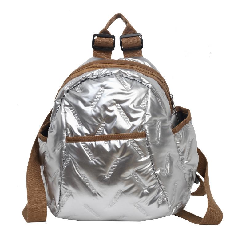 Down backpack women's new fashion light luxury casual backpack simple versatile large capacity cotton clothes women's bag