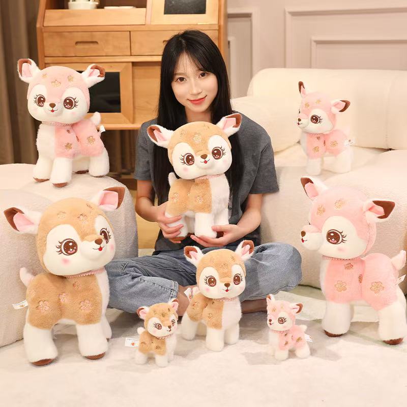 Muñeco de Ciervo Sika de 15/25/33 cm Juguete de Peluche Relleno Muñeco Hecho a Mano Dibujos Animados Anime Almohada Linda Regalo de Cumpleaños para Niños Muñeco Divertido