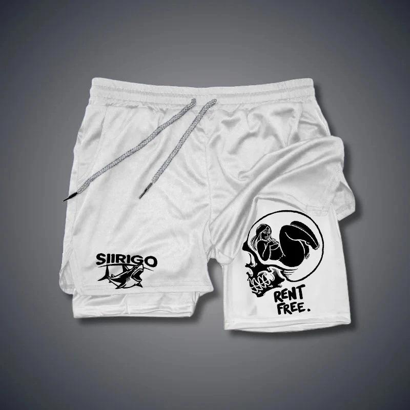 

Спортивные шорты для мужчин, быстросохнущие, двухслойные, анти-воздействия, имитация двухкомпонентных повседневных брюк для фитнеса и бега 3XL