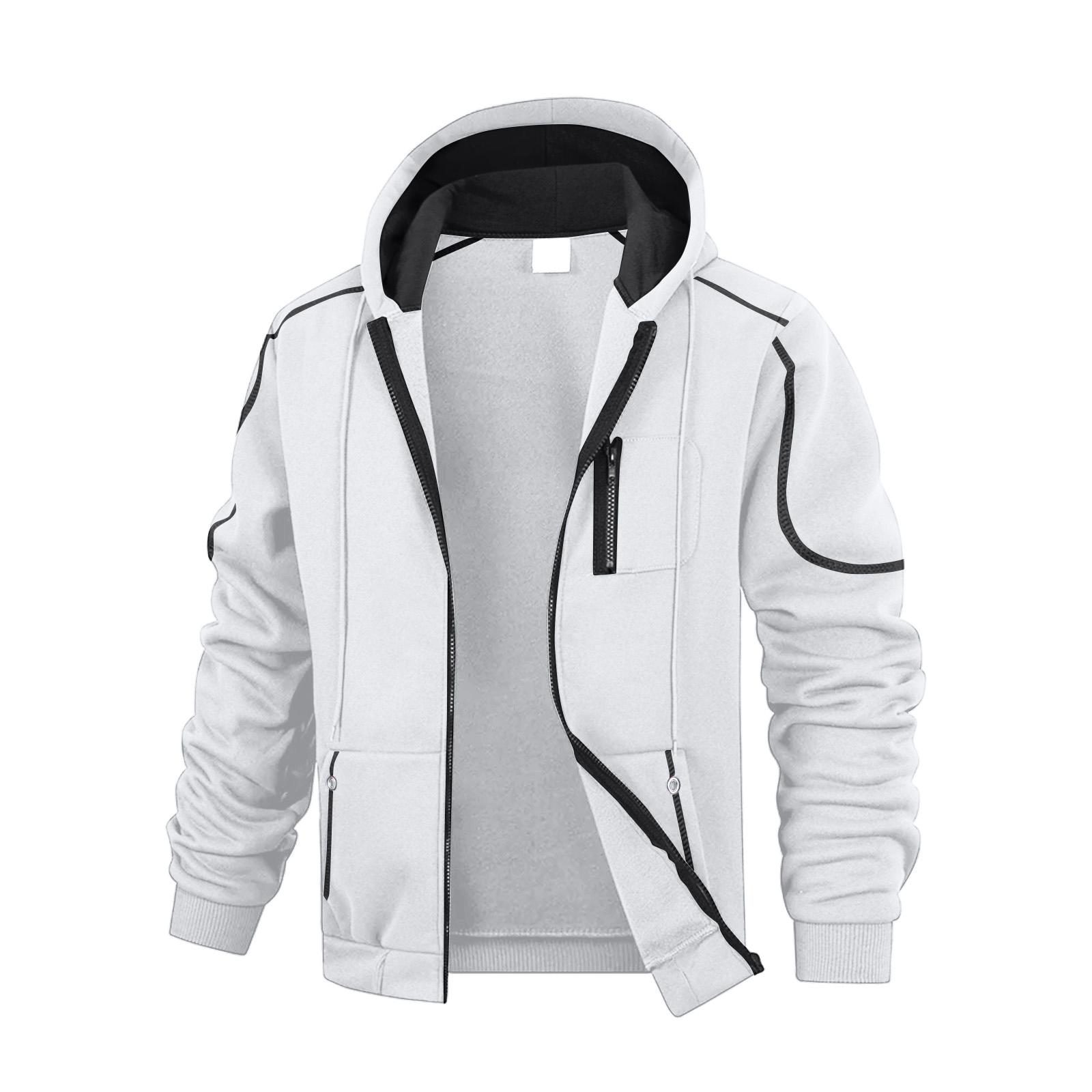 

Мужская однотонная толстовка на молнии, мужская спортивная толстовка большого размера в стиле кэжуал XL белый