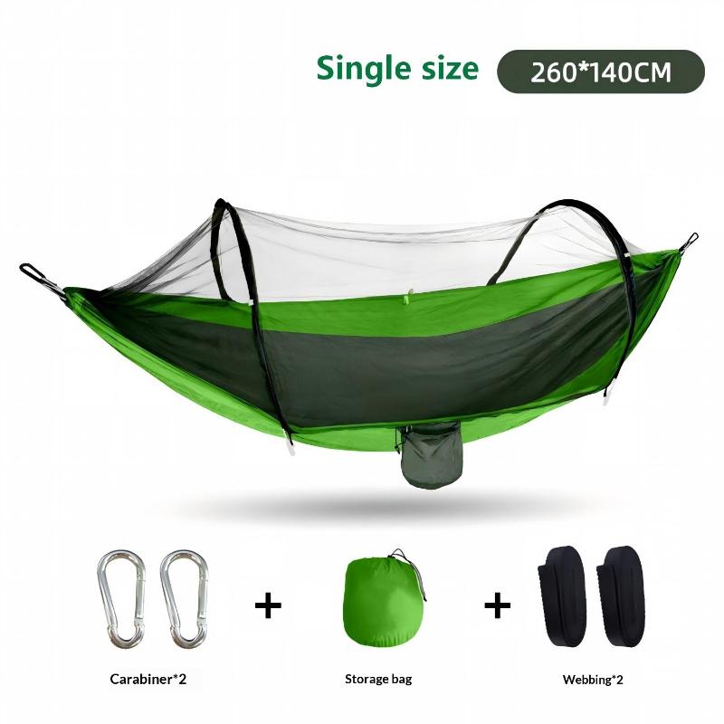 2-In-1 Camping Hammock with Mosquito Net Automatic All Season Suitable Portable Outdoor Hanging Bed for Camping Travel