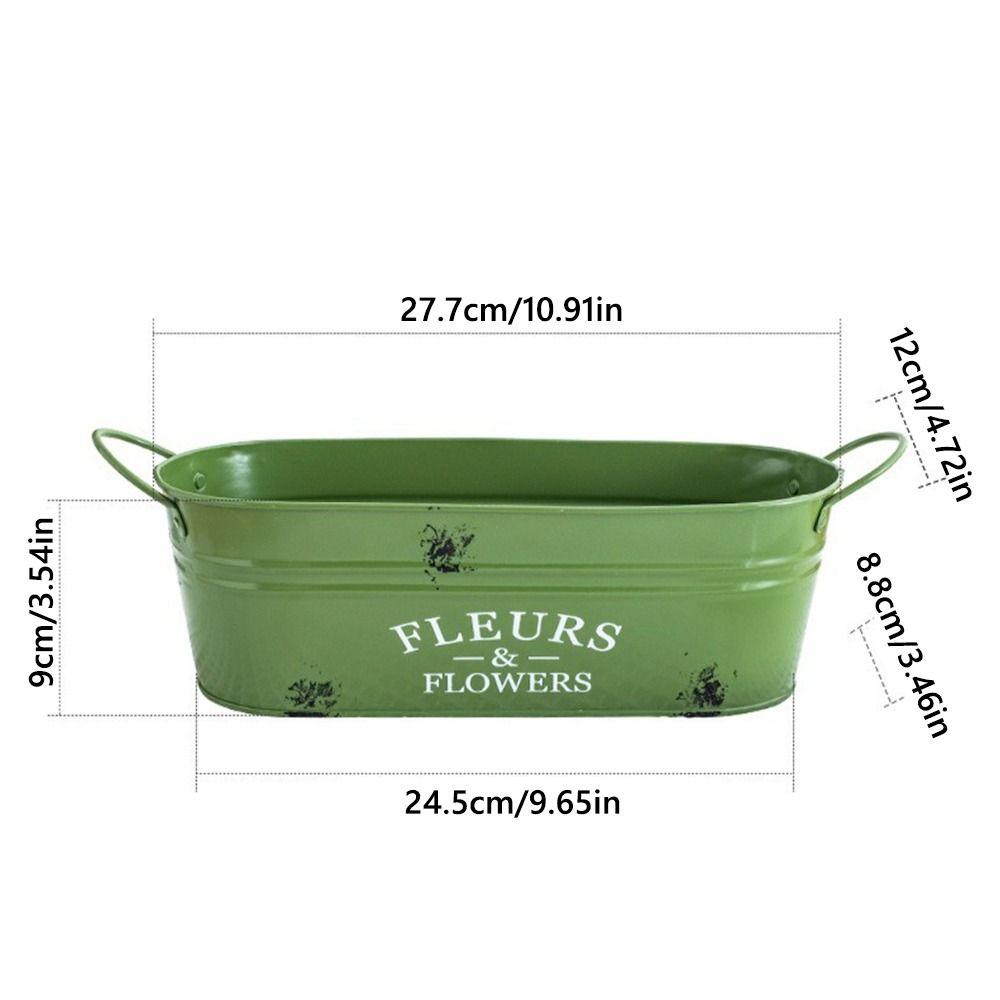 Ellipse Flower Container with Handle Flower Pot Vintage Rustic Flowerpot