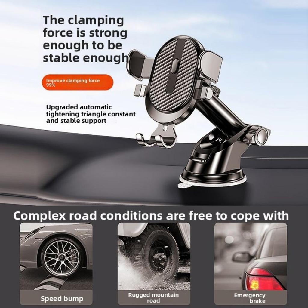 Universal Dashboard Suction Cup Phone Holder - Multifunctional, Telescopic and Rotating with Auto-Locking Feature for Secure Navigation, Car Accessory