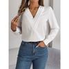Elegant Fashion Layered V-neck Long Sleeved Women Shirt Solid Color Loose Casual Simple Office Blouse Ladies Basic Spring Autumn Tops Women's Clothing
