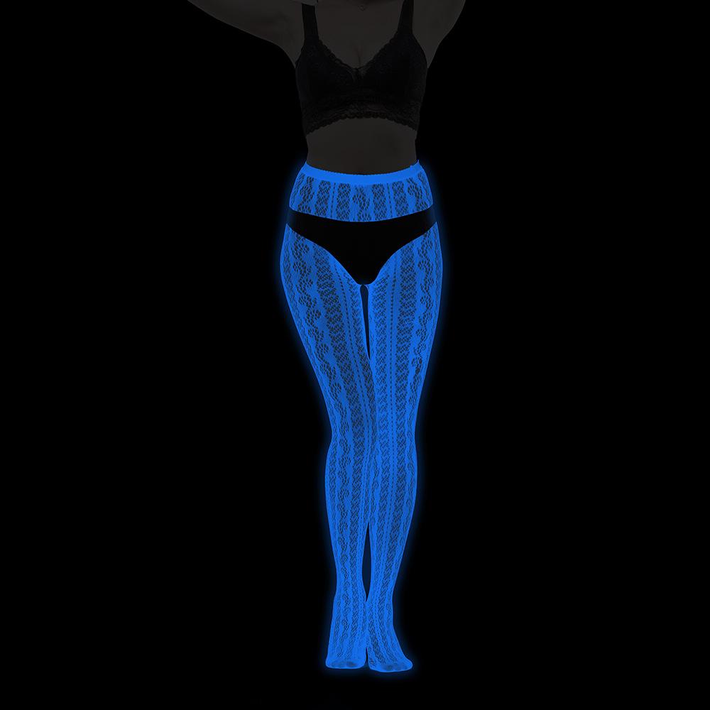 Night luminous leggings blue light pantyhose lace hollow luminous fishnet socks fluorescent sexy jacquard socks