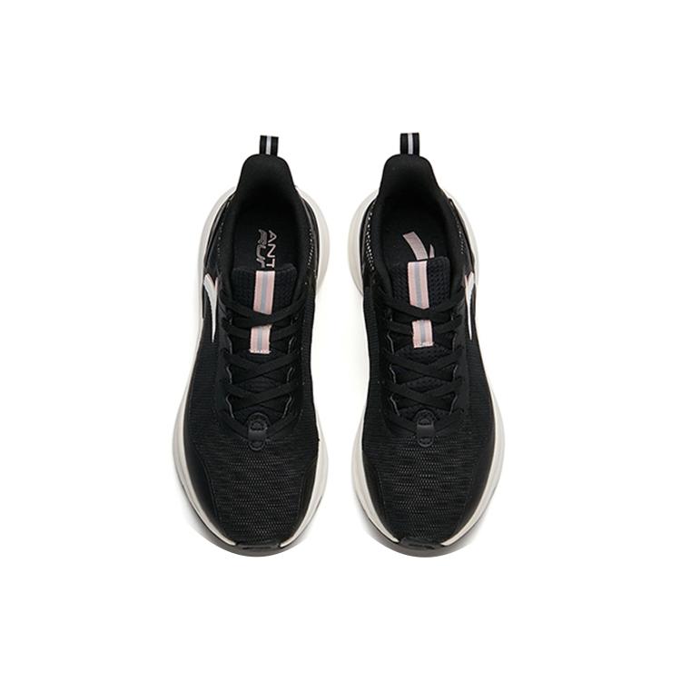 Anta Cushioning Slip Resistant Abrasion Resistant Breathable Low Top Running Shoes Women's Black Gray 122215518-1