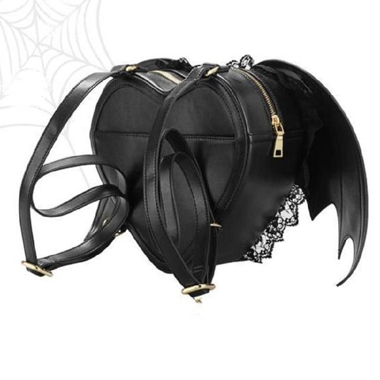Zaino in Pizzo Trendy ad Ali di Pipistrello Rucksack in PU Daypack Gotico per Shopping e Appuntamenti