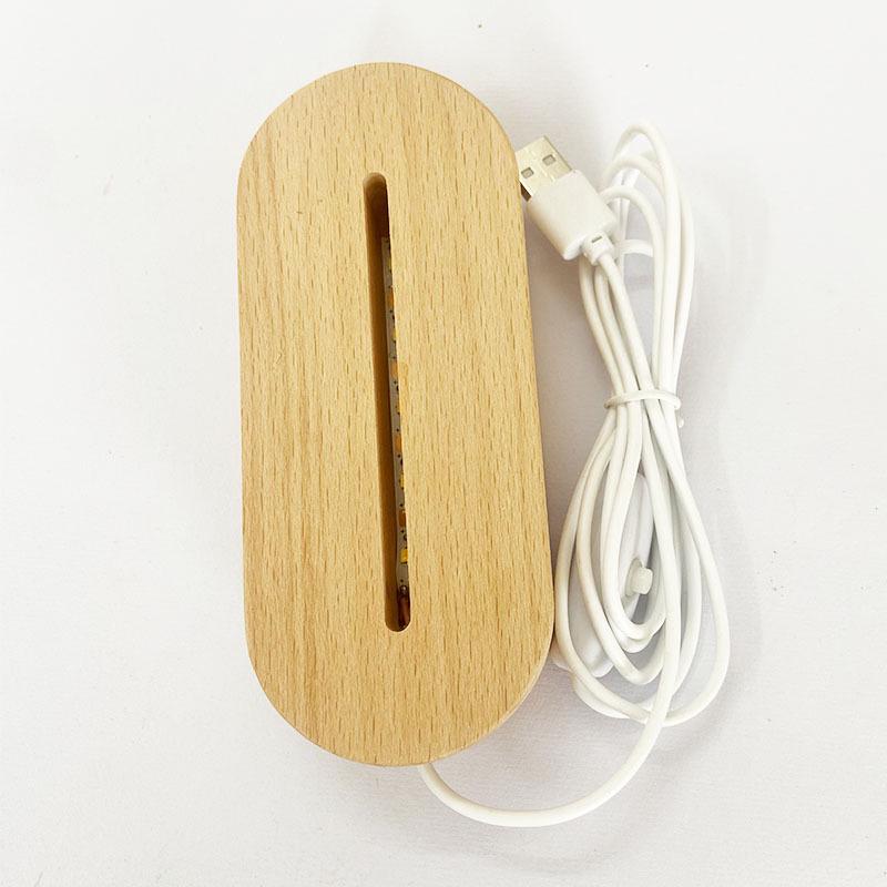 Beech Wood LED Luminous Acrylic Base Night Light Plug-in Stand