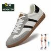 Cow Leather Elevator Sneakers Couple's Casual Shoes with Height Increase Lightweight Anti-Slip Sports Flat&5cm Sheepskin Lining