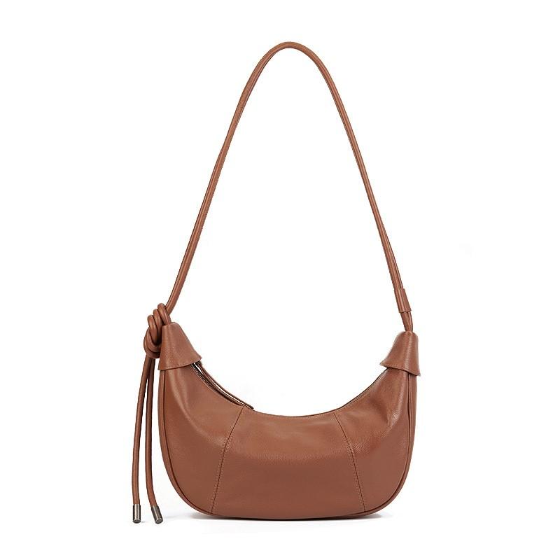 Johnature Genuine Leather Moon Bag Casual Solid Color Commuting Large Capacity Soft Cowhide Women's Shoulder Bags