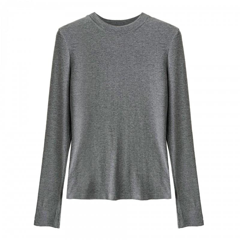 Womens Slim Fit Solid Color Round Neck Long Sleeve Base Layer Top - Soft Rayon Blend Casual Wear