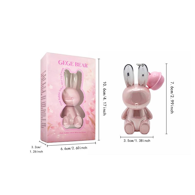 GEGE BEAR Rabbit Lip Glaze, Matte Velvet Lip Clay Long-lasting Color Non-drying Lipstick