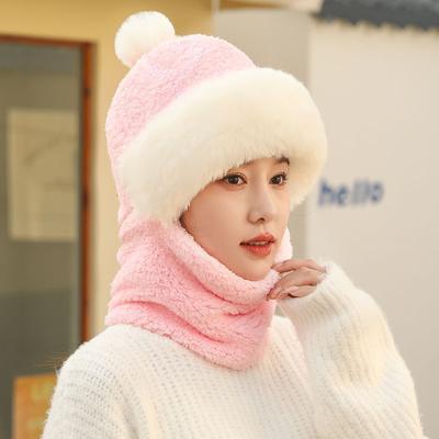 Warm Hat for Women In Autumn and Winter, New Scarf and Mask, Integrated Ear Protection and Windproof Hat, Plush and Thickened Cycling Warmth Hood