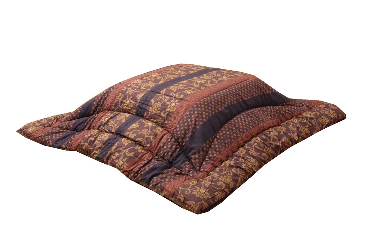 

IKEHIKO Kotatsu Futon, Square, Single Cover, Made in Japan, Japanese Print, Manyo (Man yoshu), Brown, Approx. 205 x 205 cm, Thick Cover Type #5934619