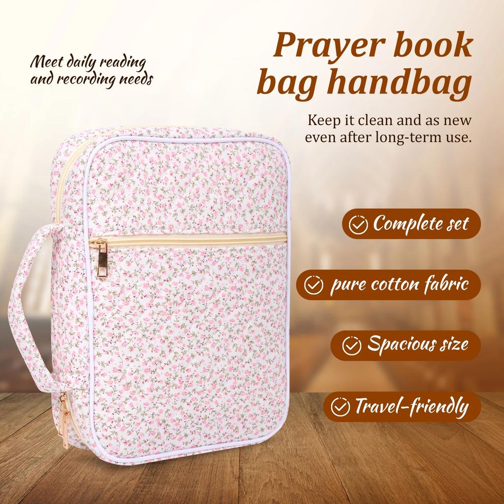 Bible Cover Case Portable Cotton Bible Tote Bags with Handle Multi-purpose Study Accessory Kit Book Storage Bag for Travel Study