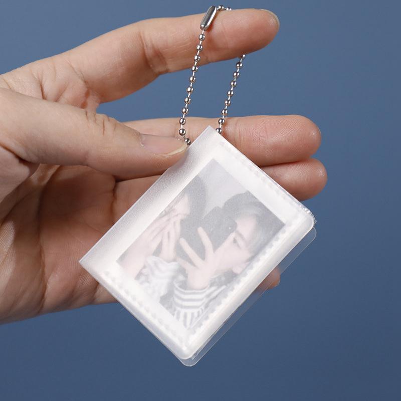 Mini Photo Album 1/2/3inch Photo Card Holder Id Photo Idol Small Card Storage PVC Binder Album Fangirls Bag Keychain Keyring