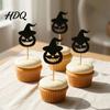 Thick Glitter Cardboard Topper 8 Pcs Halloween Cupcake Toppers Black Witch Hat