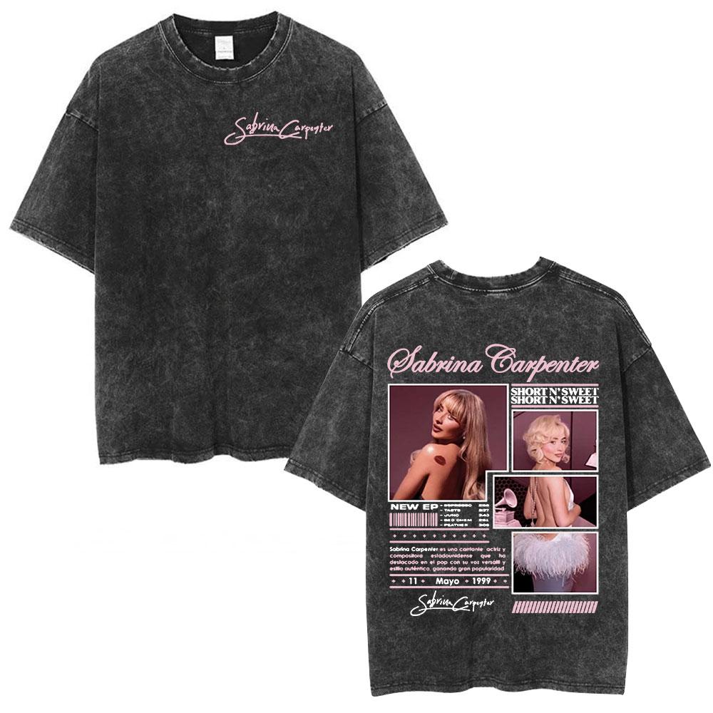 

Sabrina Carpenter Graphic Tshirt Pop Music Merch Vintage Washed Tshirts Men Women Clothing Cotton Casual Short Sleeve T Shirts S