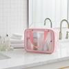Custom Fashion Letter Large Capacity Water Resistant Makeup Bag Sets Women's Cosmetic PVC Double Handles Zipper Pouch
