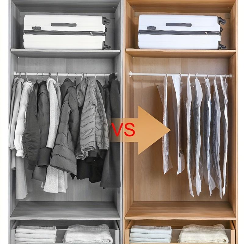 5 Hooks Extra Large Hanging Vacuum Compression Storage Bag Thickened Organizer Elongated Design No Power Required Clothing Protection And Space Saver