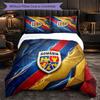 Romania Football Pattern 3 Pieces Bedding Set Soft Microfiber Duvet Cover with Pillow Cases for Bedroom