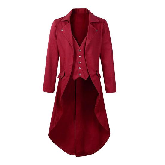 Slim-Fit Tuxedo Jacket Lapel Long-Sleeved Retro Dress Jacket Medieval Style Suit Jacket Festive Parties Wear