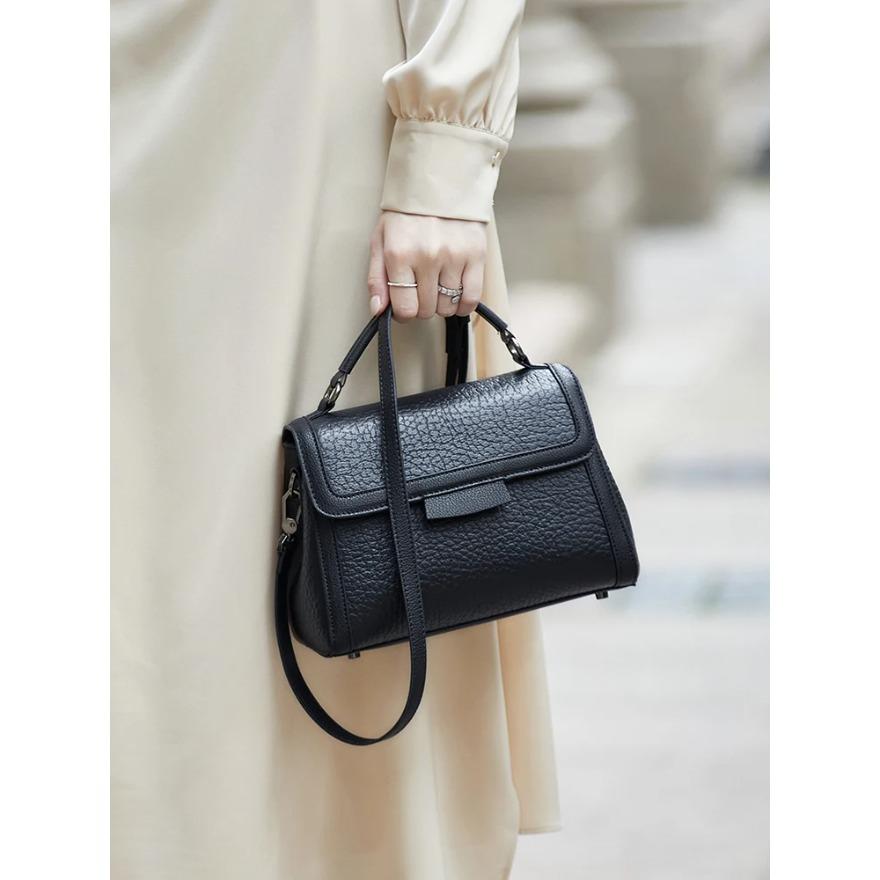 

Новые оригинальные женские деловые сумки высокого класса из натуральной коровьей кожи первого слоя на одно плечо черного цвета