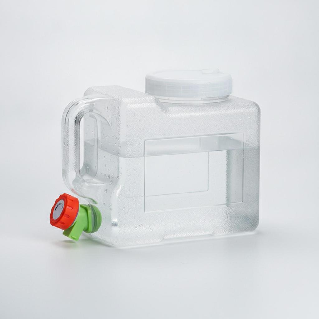 Water Container with Spigot Clear Jug Compact for Campers, Journeyers, Camping,