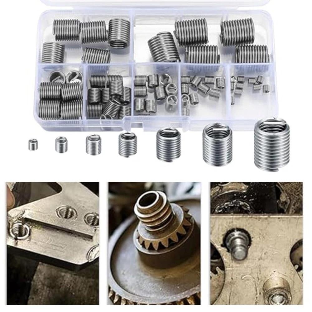 Repair Threads Easily with 60pcs Stainless Steel Helicoils for Various Sizes