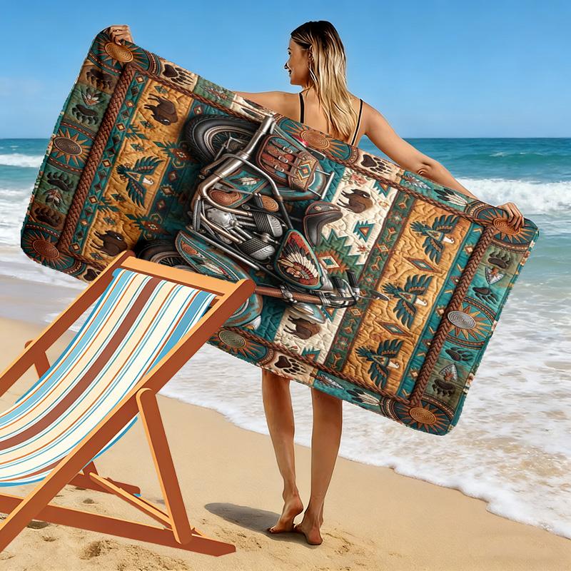Motor Tractor Patchwork Print Beach Towel, Large Soft Quick Dry Towel for Beach Camping Swimming