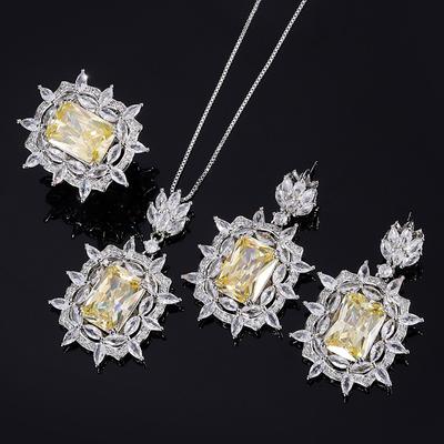 Schmuck Kupfer Vergoldet Retro Simulation Gelber Diamant Boden Damen Handgefertigt Diamant Set Hauptstein 10 * 14