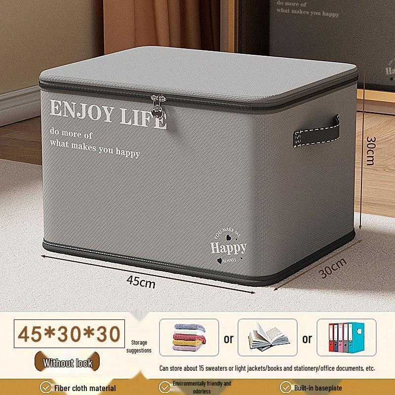 Beige Bear Non-Woven Zipper Storage Box - Large Foldable Clothes Organizer Basket