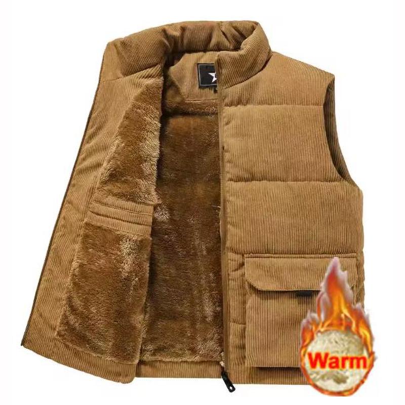 Winter Fleece Warme Westen Mäntel Herren Stehkragen Verdicken Herrenjacke Ärmellose Weste