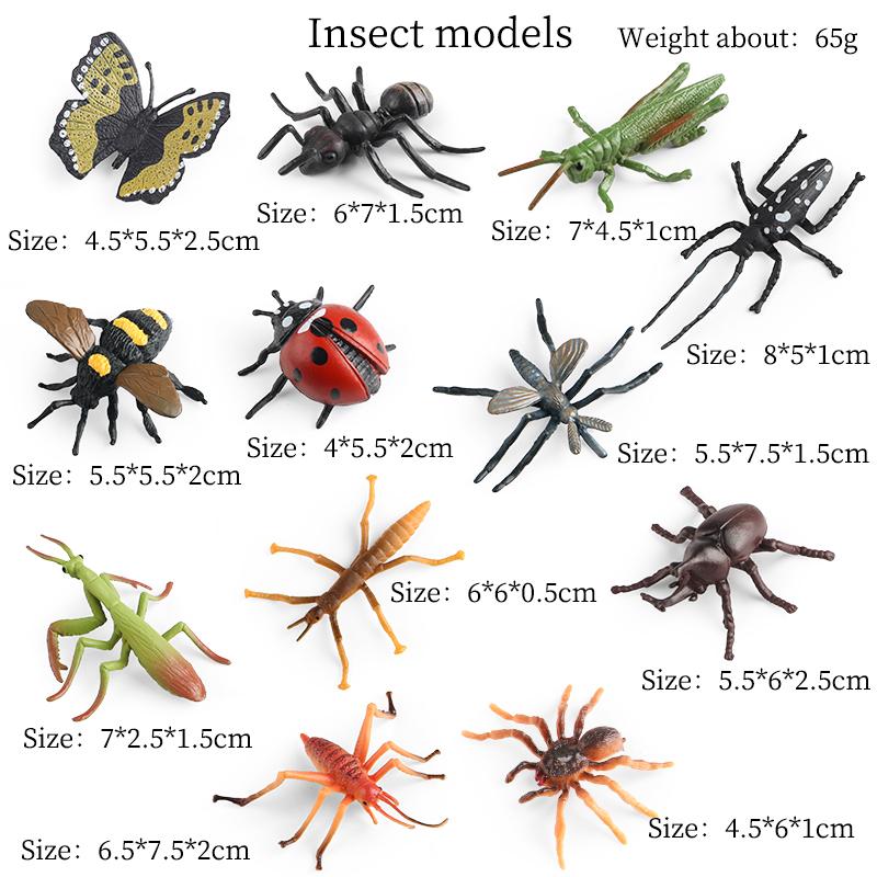 Oenux Wild Insect Animals Model Set Butterfly Scorpion Mantis Cicada Lizard Action Figures Miniature Kid Education Halloween Toy