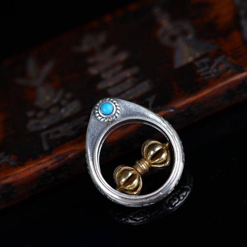 Ethnic Tibetan Buddhist Vajra Rotating Pendant Charm Religious Decoration Blessing Amulet Protection Amulet,Brass Hanging Pestle