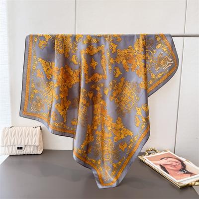 Retro Court Style Satin Simulation Silk Printing Large Square Scarf Silk Scarf Shawl Headscarf Neck Protection Scarf Women