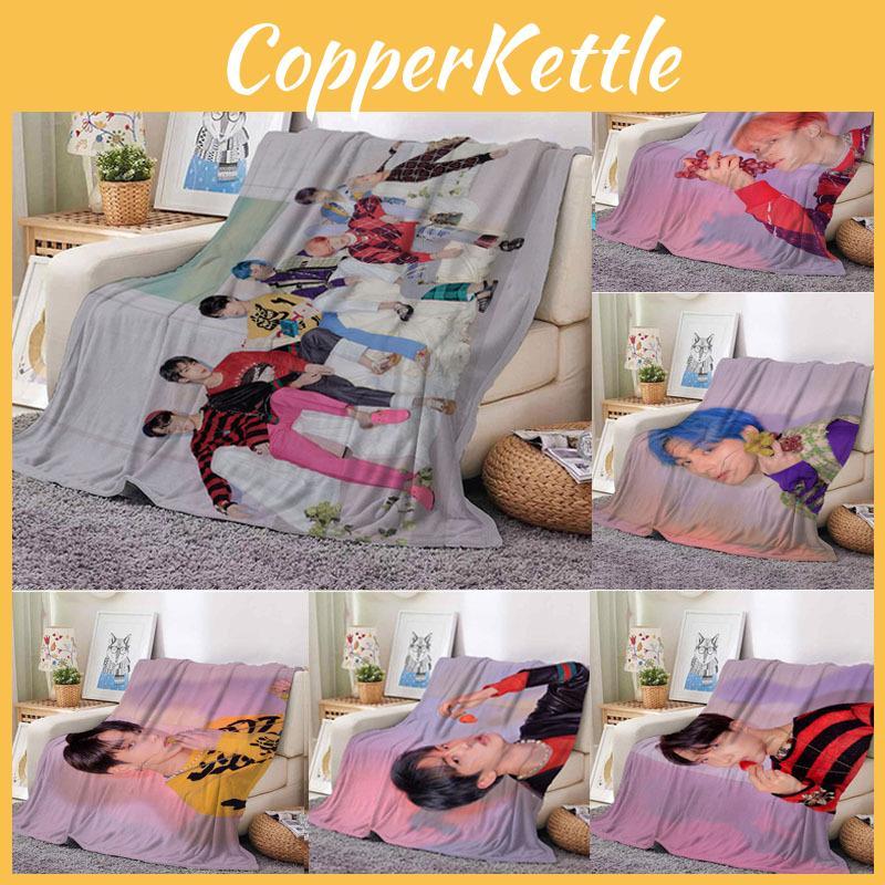 Bts Character Print Coral Fleece Sofa Air Conditioning Blanket Sofa Decoration