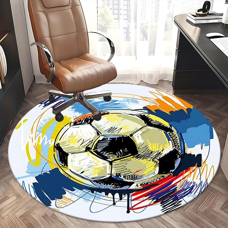 Colorful Abstract Soccer Ball Office Carpet Chair Mats, Home Decor, Office Carpet, Gift for Sports Enthusiasts, Suitable for Bedroom, Living Room, Va