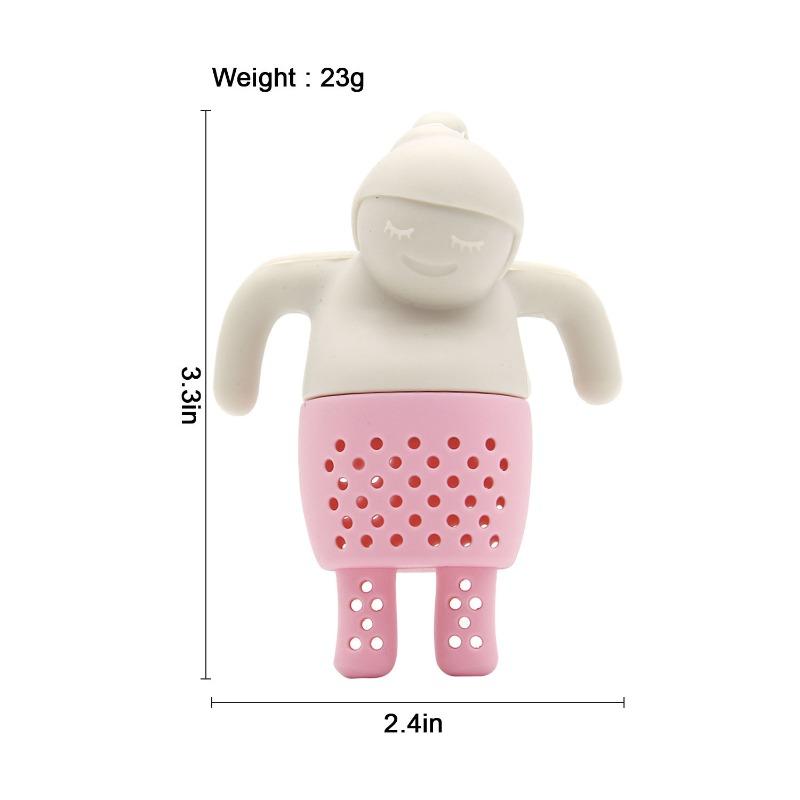 1pc Creative tea set, tea filter, lazy bath, villain tea leak bag, creative silicone cartoon girl tea maker