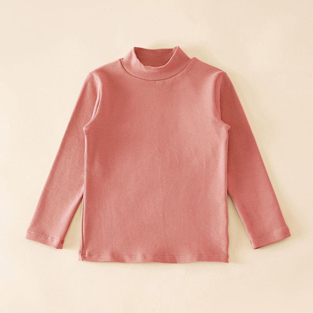 2024 Kids' Warm Long-Sleeve Mid-Collar Cotton T-Shirt for Autumn & Winter