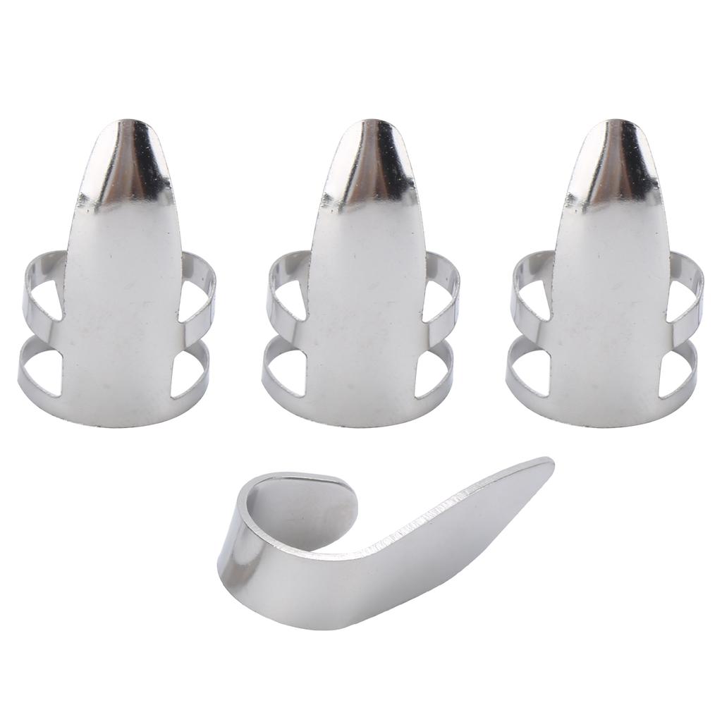 Finger Picks 3Pcs Index Finger 1Pc Thumb Metal Guitar Replace Accessories with Storage Box